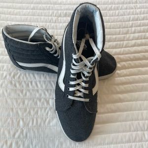 Grey felt Vans high tops. 10.5